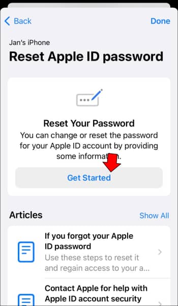 reset Apple ID password